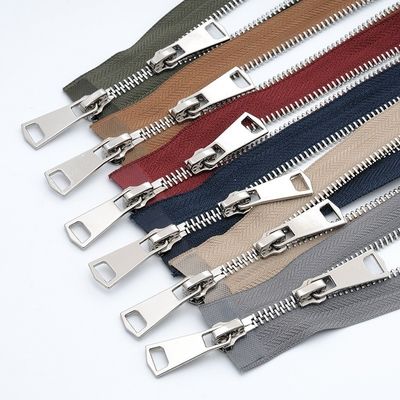 2 Vías de apertura de los dientes normales de cerraduras metálicas para chaqueta de cuero
