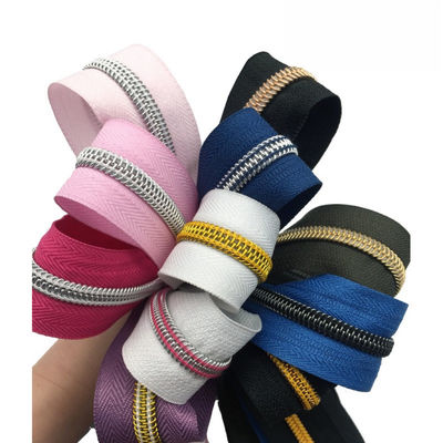 5# Cerradura de nylon Dorado Dientes de electroplacado de colores Oro y plata cebolla cerradura de nylon para la venta