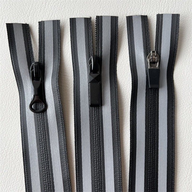 Cerradura resistente al agua TPU/PU, cerraduras impermeables con banda reflectante en dos lados para exteriores, chaqueta, prendas